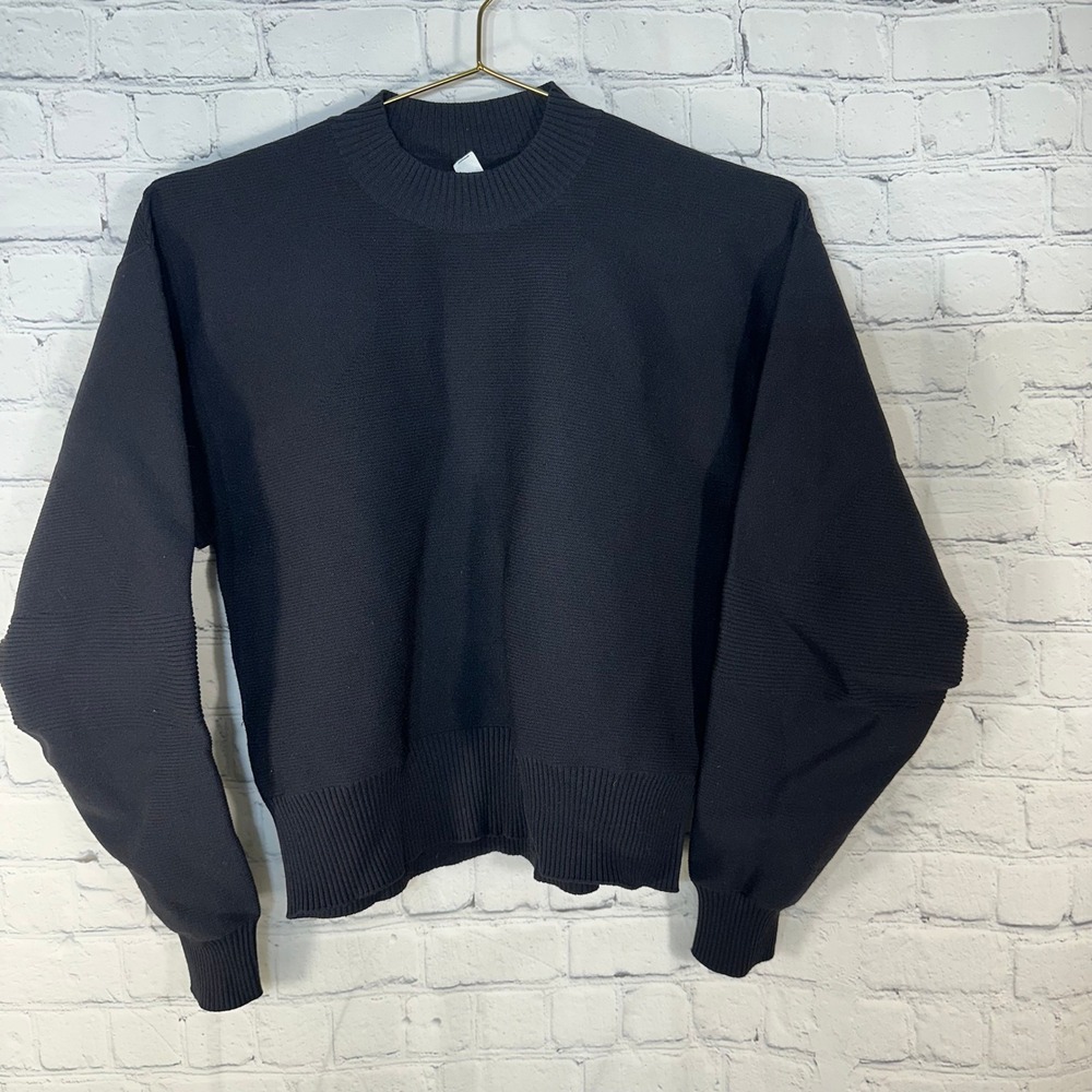 Lululemon All Around Crew Black Recycled Nylon Ribbed Crewneck Sweater Size 4